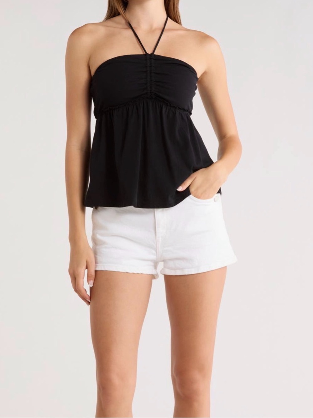 Abound Black Halter Babydoll Tank